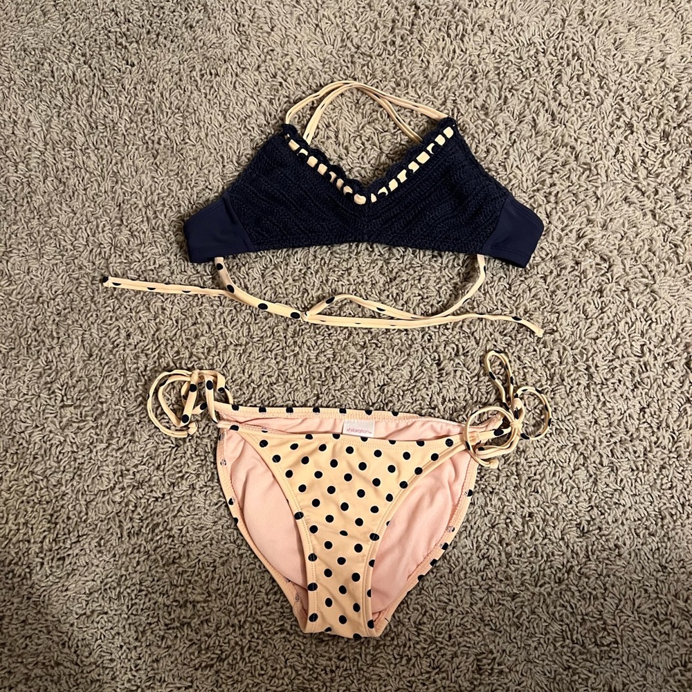 navy blue and light pink bikini